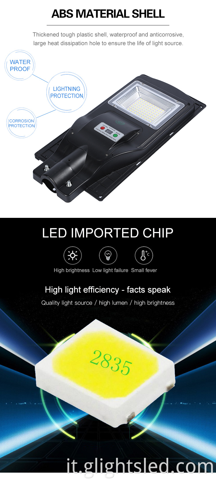 Outdoor ip65 impermeabile tutto in uno integrato 40 80 w smd lampione solare a led